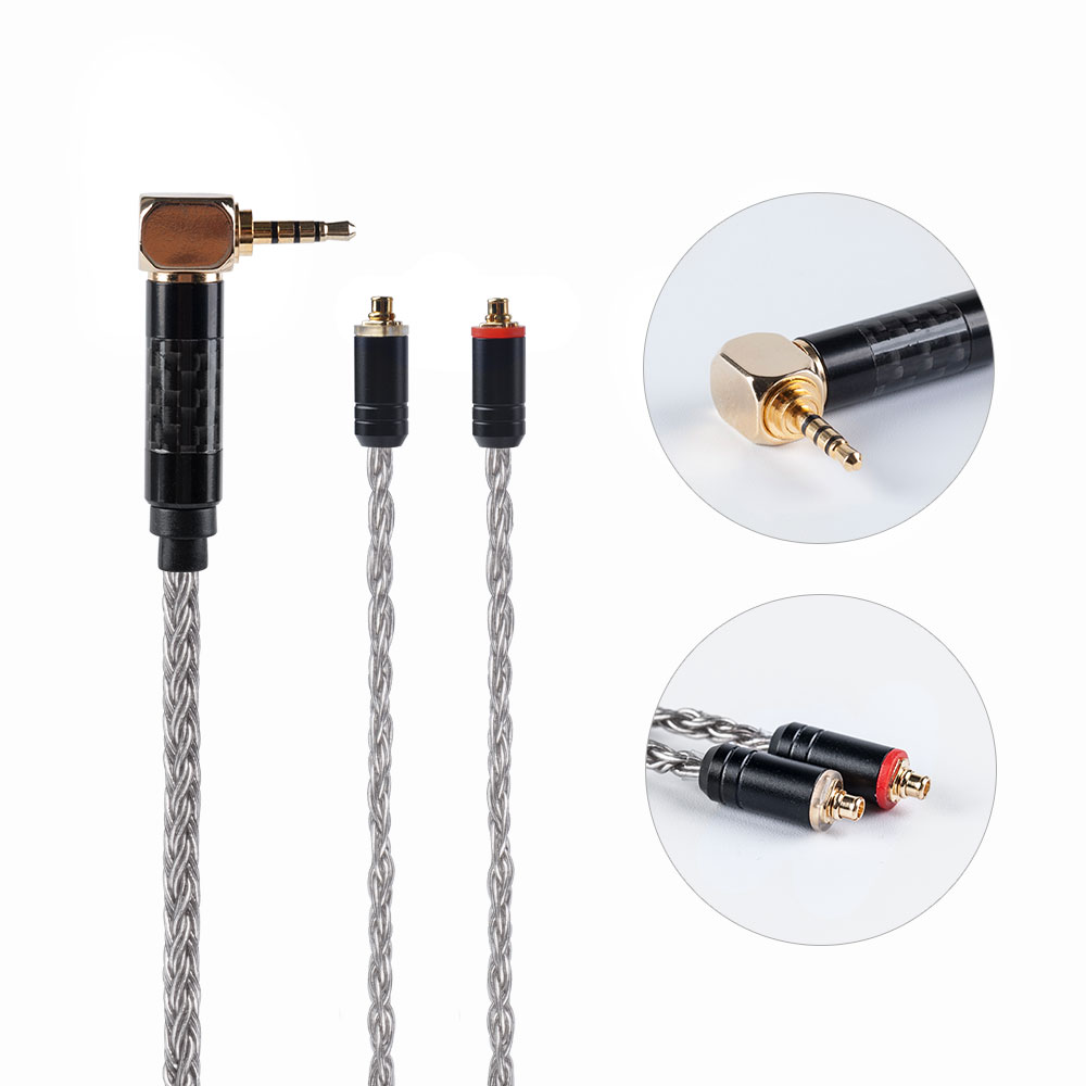 HiFiHear Audio Cable - 16 Core Plated Silver - MMCX/2Pin Connector - 4.4/3.5/2.5mm Plug: MMCX 2.5