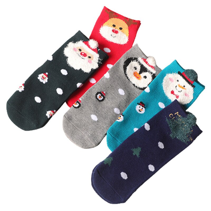 Chaussettes de noël père noël enfants unisexe noël coton Festival motif rayé chaussettes de neige pour fille bébé enfants jambières: A Socks / 6-8Y