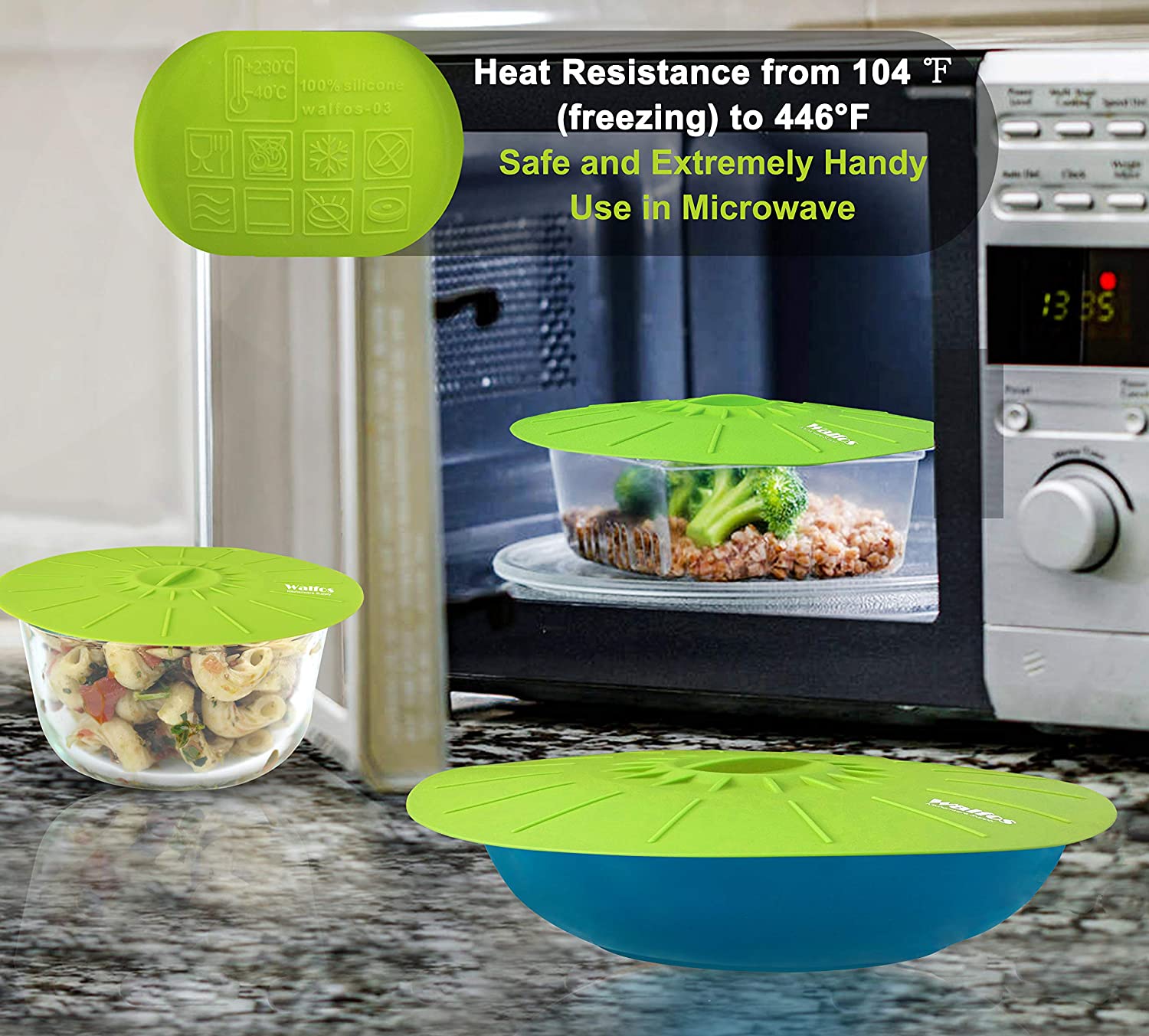 Utensílio de cozinha multifuncional walfos, utensílio de cozinha de silicone para cozinhar alimentos multiuso para micro-ondas