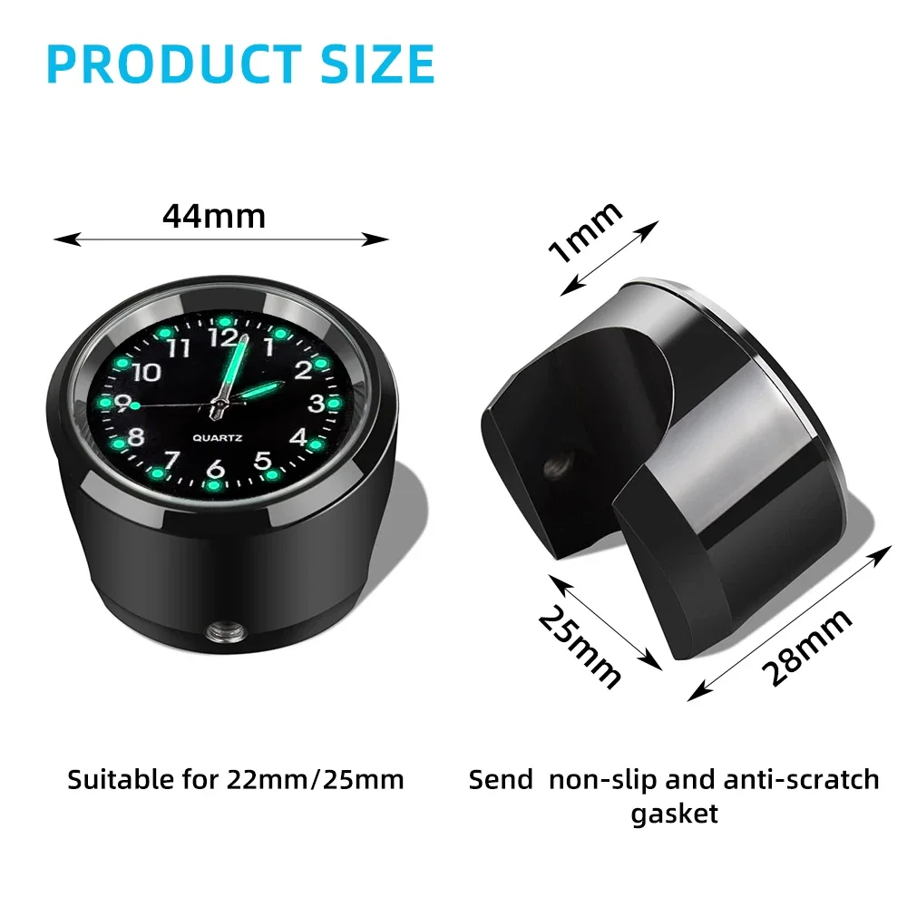 Zwart Wit Kleur Klok Tijdschema Klok Compatibel Voor 22-25mm Motorfiets Modificatie Motor Fietsstuur Horloge N0HF