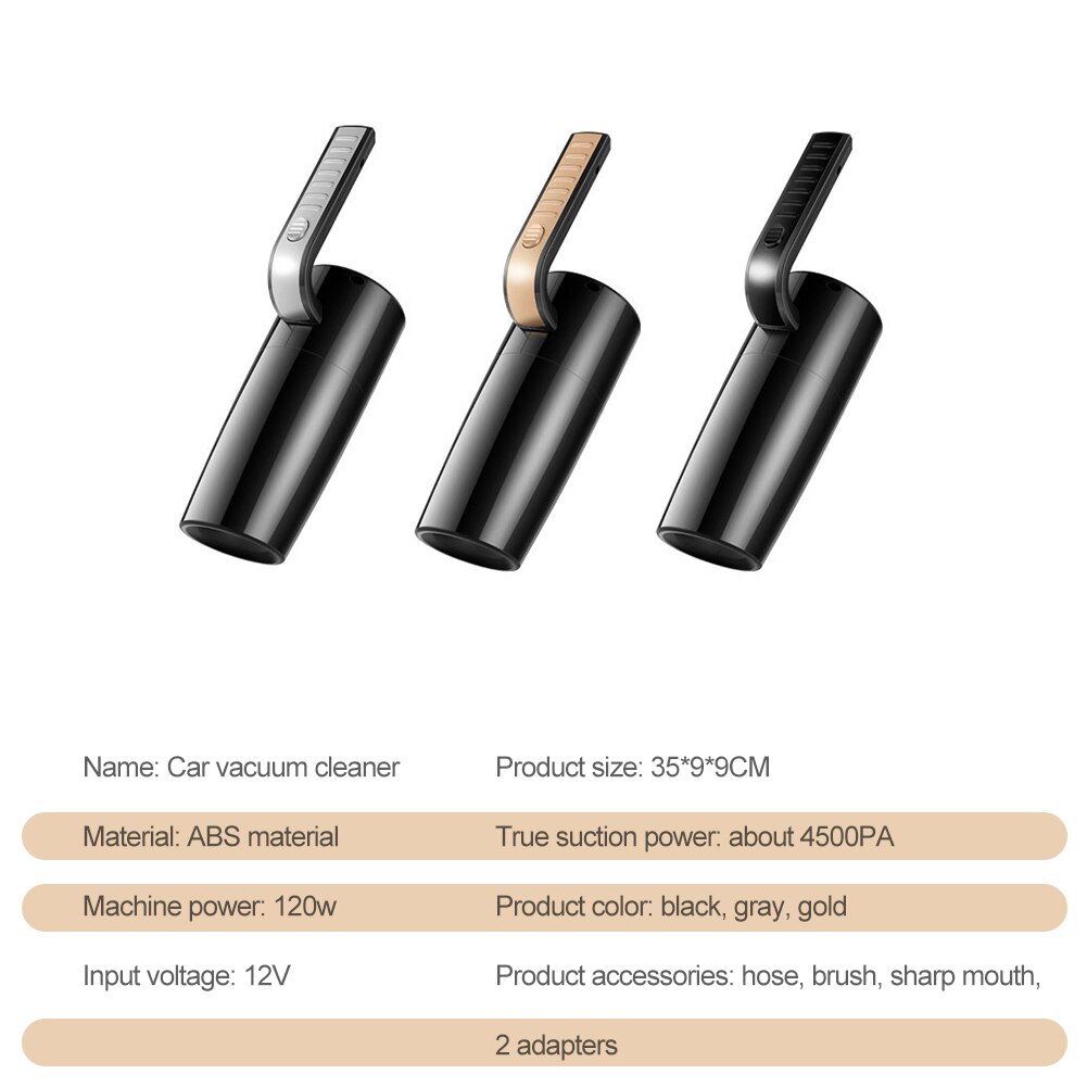 120W 12V 4500PA High Suction Car Vacuum Cleaner Portable Handheld Vacuum Cleaner Wet Dry Dual-use Vaccum Cleaner for Car Home