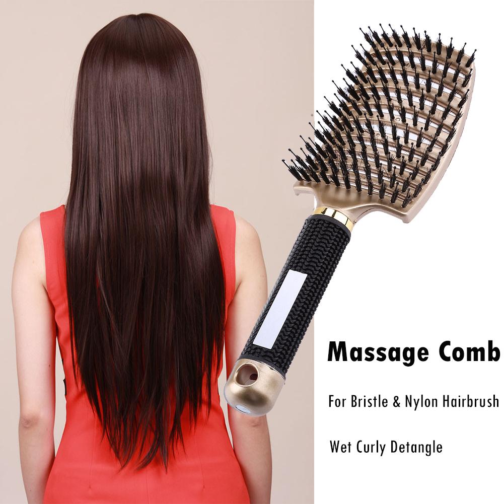 Haar Kopfhaut Massage Kamm Haarbürste Borsten Nylon Frauen Nass Lockige Detangle Haar Pinsel für Salon Friseur Styling Werkzeuge Goldene