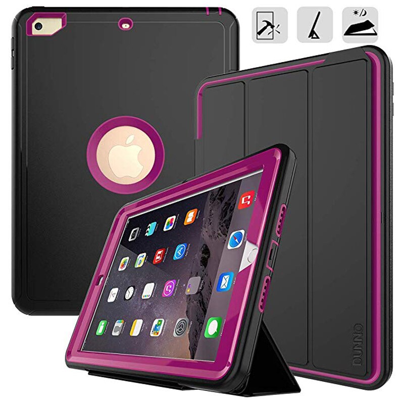 Smart etui til ipad 9.7 ipad air 2 etui cover ipad ipad 6th generation ipad 5th generation til ipad  a1822 a1893: Sort og rose