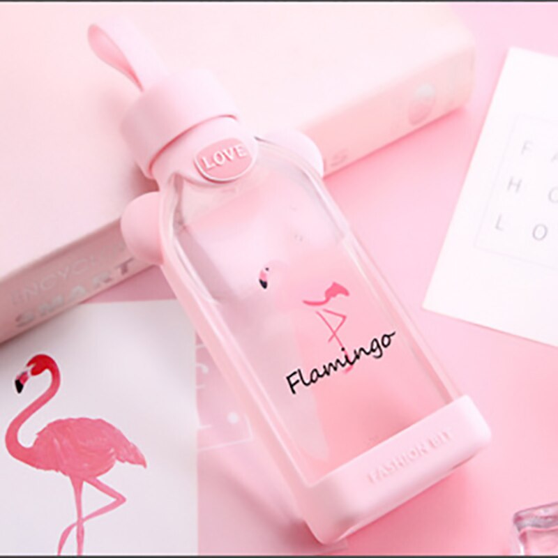 personality style glass bottle cherry blossom pattern transparent and pure and fresh and lovely girls: A