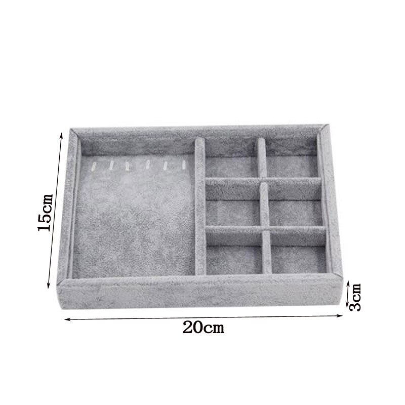 Plateau de rangement de bijoux en velours gris, présentoir de bijoux, organisateur de bagues, boucles d'oreilles, Bracelet, collier, pendentifs, porte-plateau