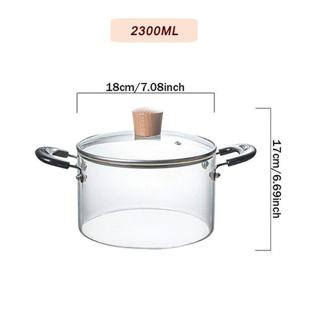 Ymeei 2.3l hushållsgryta gryta värmebeständig soppgryta transparent sallad instant nudelskål köksgryta kastrull: 2300ml