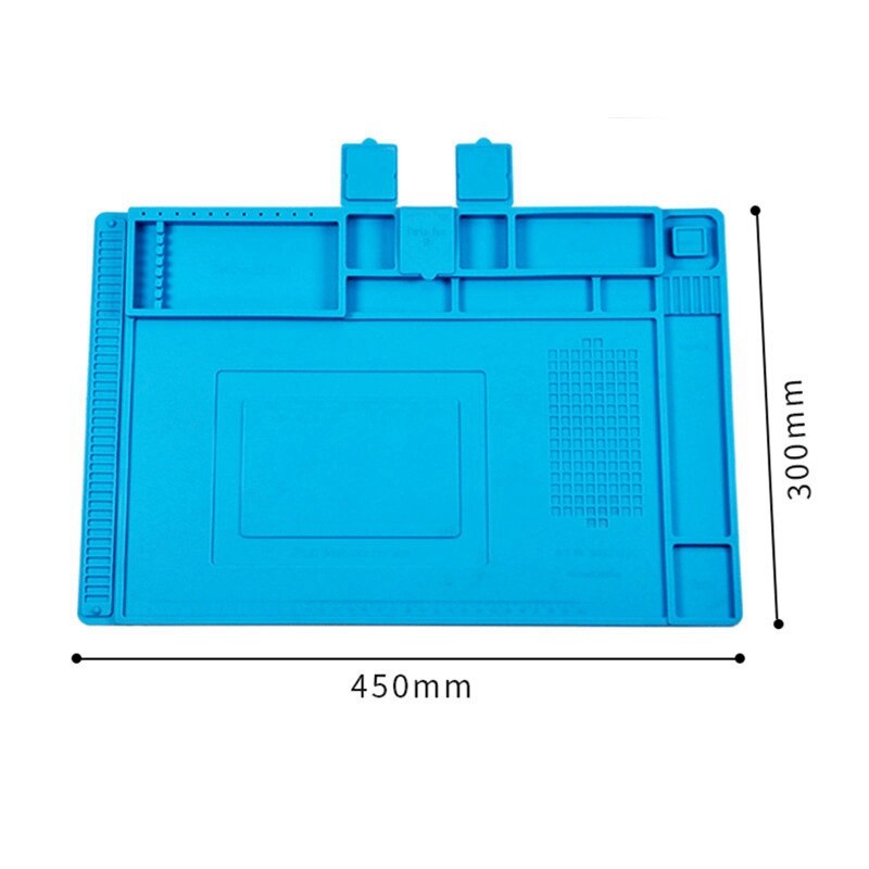 Soldering Mat Heat Insulation Silicone Repair Mat with Scale Ruler and Screw Non-Slip Electronic Repair Mat