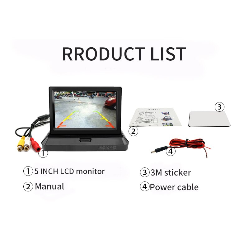 5 INCH Foldable LCD Display Car Monitor with AHD 720 HD Image