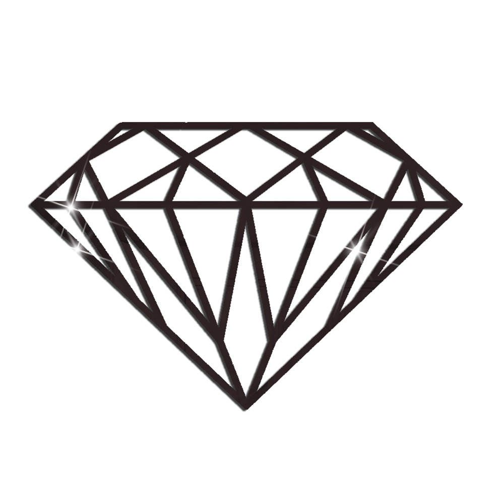 Geometric diamond background wall decoration wall sticker Acrylic self-adhesive golden mirror sticker 3D wall stickers: black / 20x13.3cm