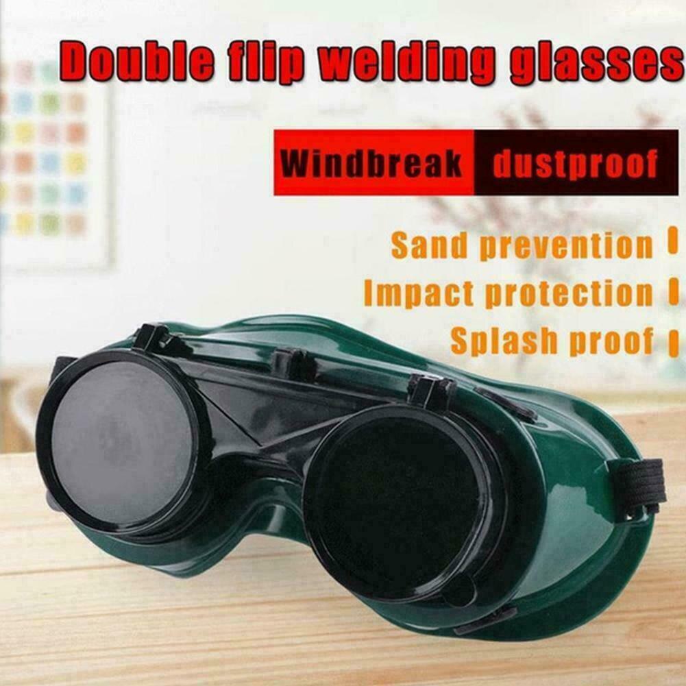 Welding Safety Glasses Anti Glare TIC Gas Welding Cutting Soldering Goggles Flip Dark Green Lenses Torching Dual Lenses