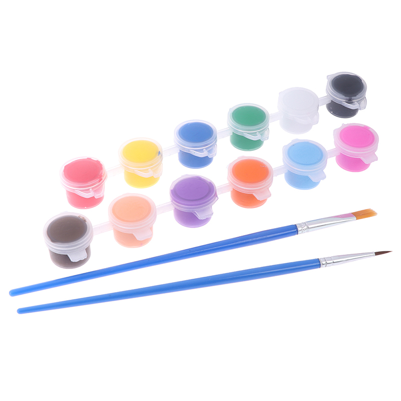 12 kleuren Stof Hand Geschilderde Muur Gips Schilderij Tekening Voor Kids Acryl Verf WaterBrush Pigment Set voor Kleding Textiel