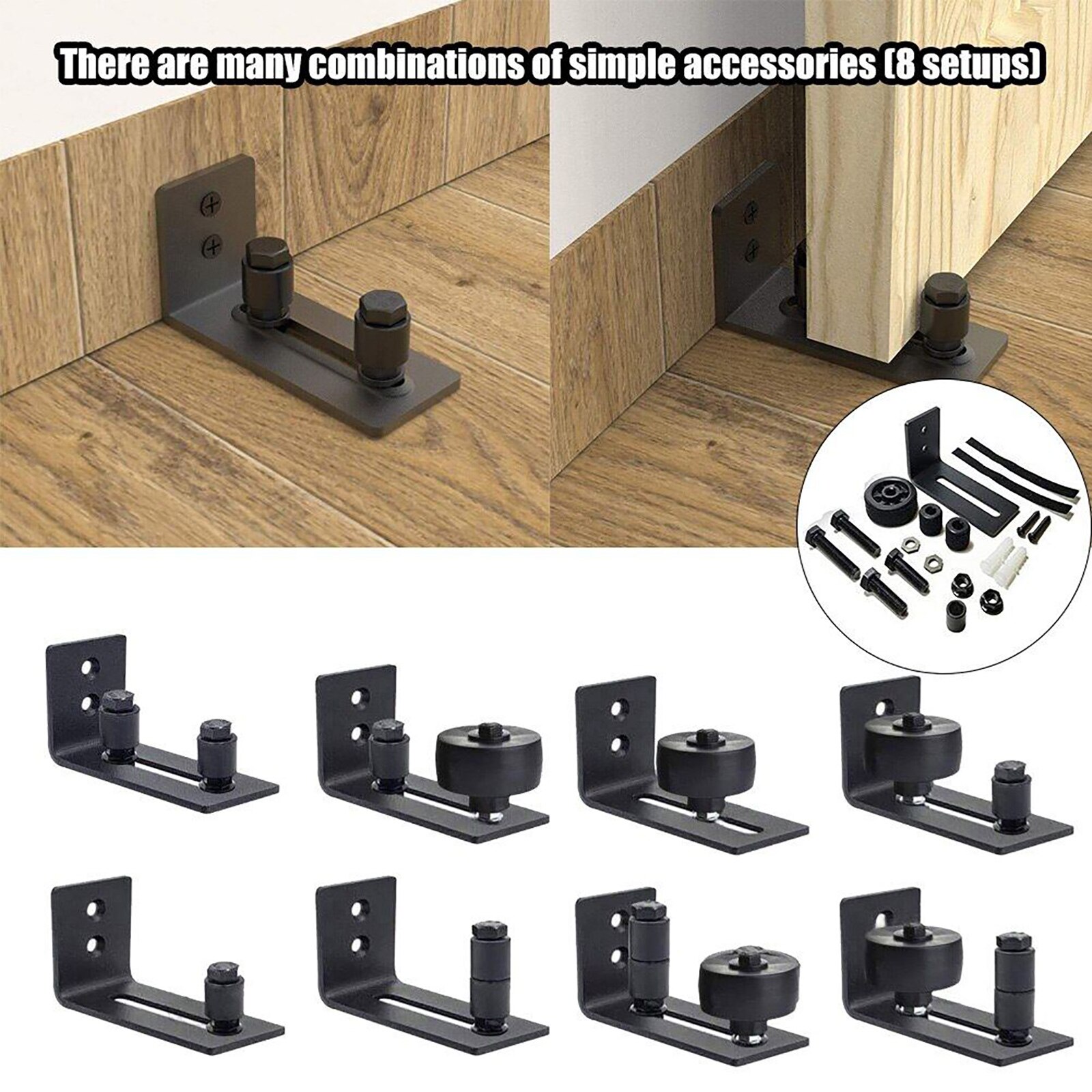 8 in 1 Adjustable Sliding Slides Floor Guide For Barn Door Hardware Accessory Sliding Door Slide Rail Mechanism Furniture