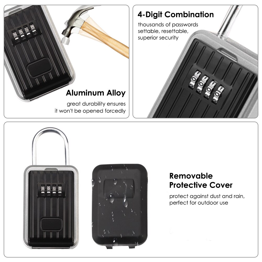 Caja de Seguridad para colgar en la pared, candado de almacenamiento de llaves al aire libre, combinación de 4 dígitos, contraseña, soporte de llave de código reiniciable, Hider