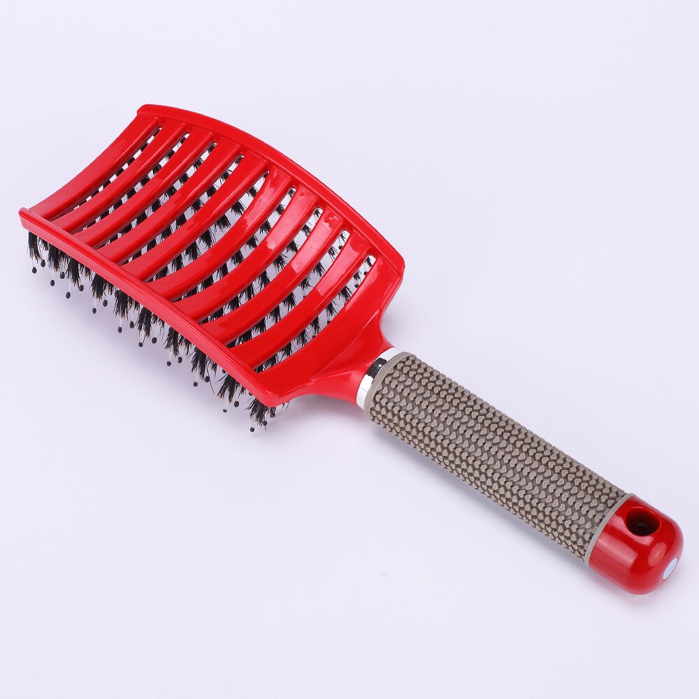 7 Colors Hair Scalp Massage Comb Bristle Nylon Brushy Hairbrush Wet Curly Detangle Hair Brush Demelante Brush Hairbush: Red
