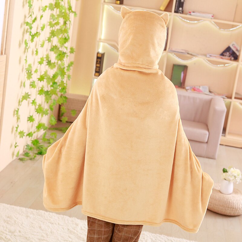 Lovers Shiba Inu Dog Plush Cloak with Hoodie Flann... Grandado