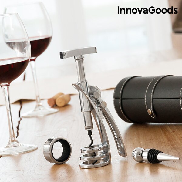 Set de Accesorios para Vino con Sacacorchos Screwpull InnovaGoods (4 Piezas)
