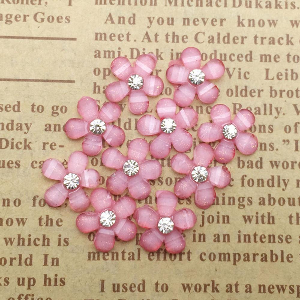 Kleurrijke kleine mini hars bloemen puzzel diy knutselwerkjes flatback scrapbooking meisjes kinderen beloningsspeelgoed 20 stuks: Roze