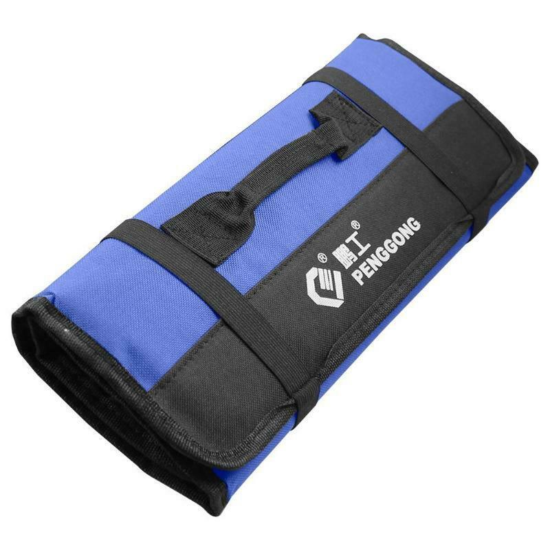 Herramienta de ferretería para coche, rodillo, destornillador, llave de almacenamiento, caja organizadora, bolsa roja, bolsa, bolsillo: Azul