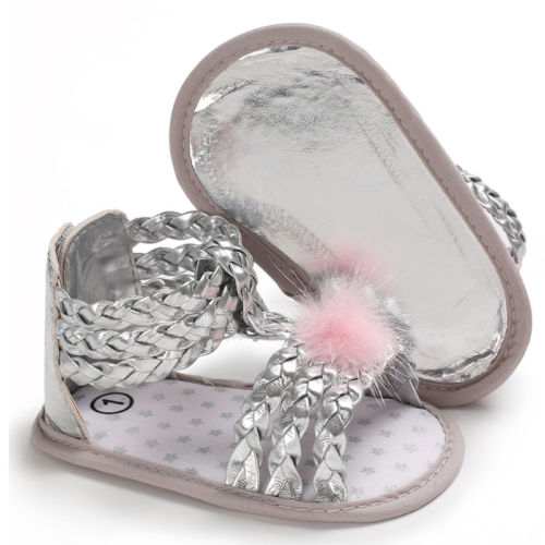 Nyfødt spædbarn baby pige blød sål strappy sandaler småbørn sommer sko bowknot sandaler sko 0-18m guld sliver pink