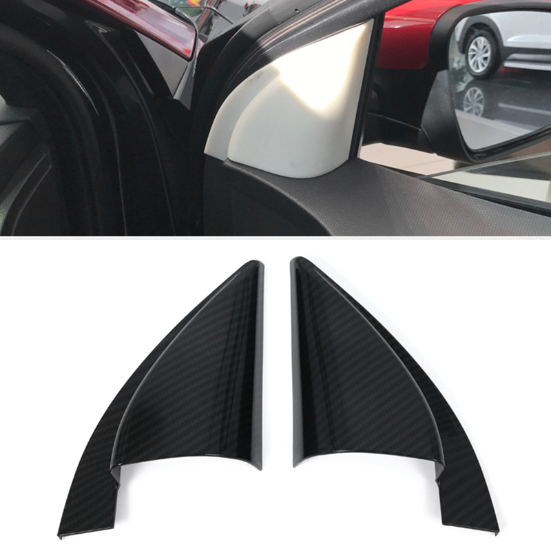 Accesorios de coche puerta frontal un pilar triángulo cubierta para Hyundai Encino Kona patrón de fibra de carbono: Default Title