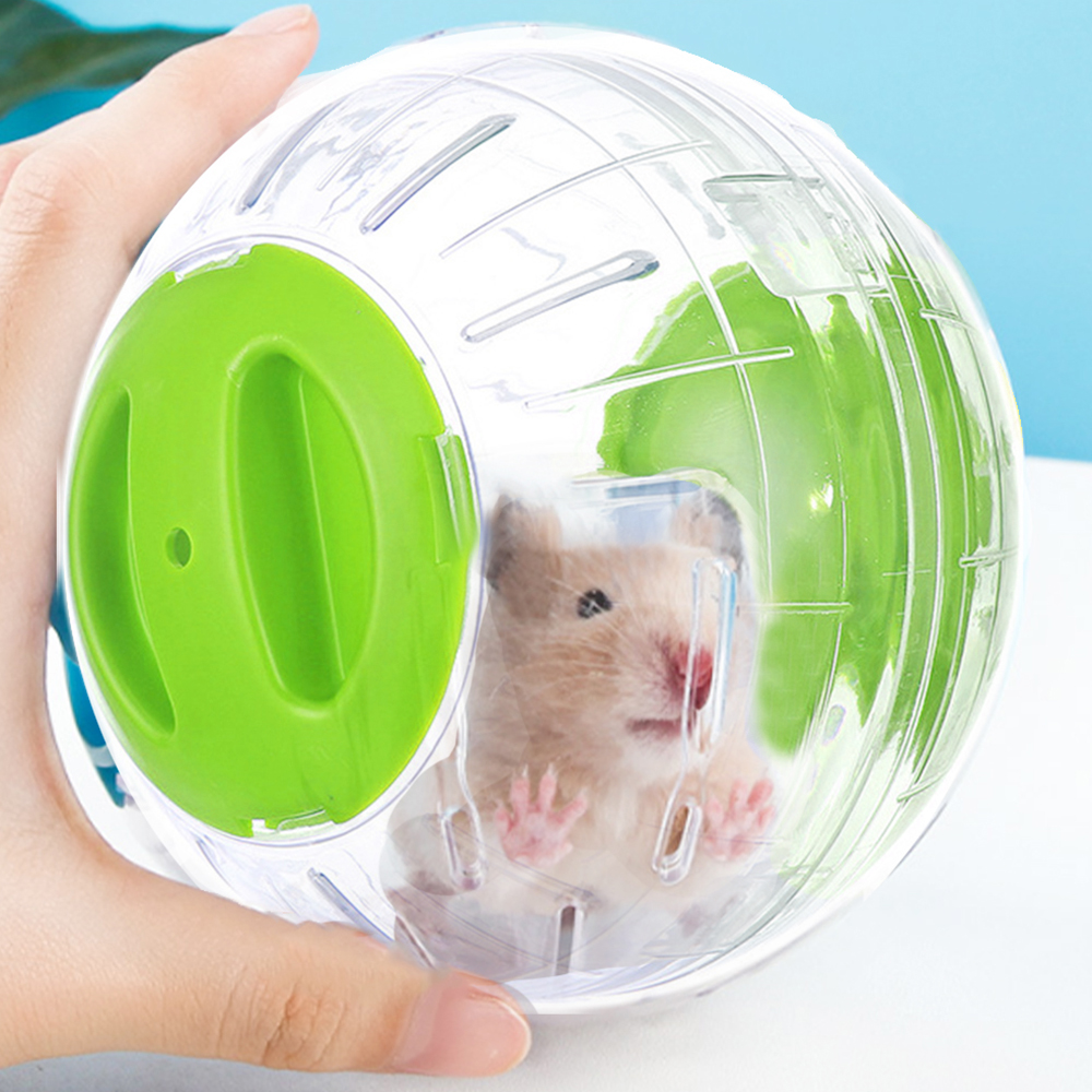 Mini Bola de ejercicio transparente para hámster, juguete para hámster, jaula para trotar con soporte, suministros para mascotas, 12cm