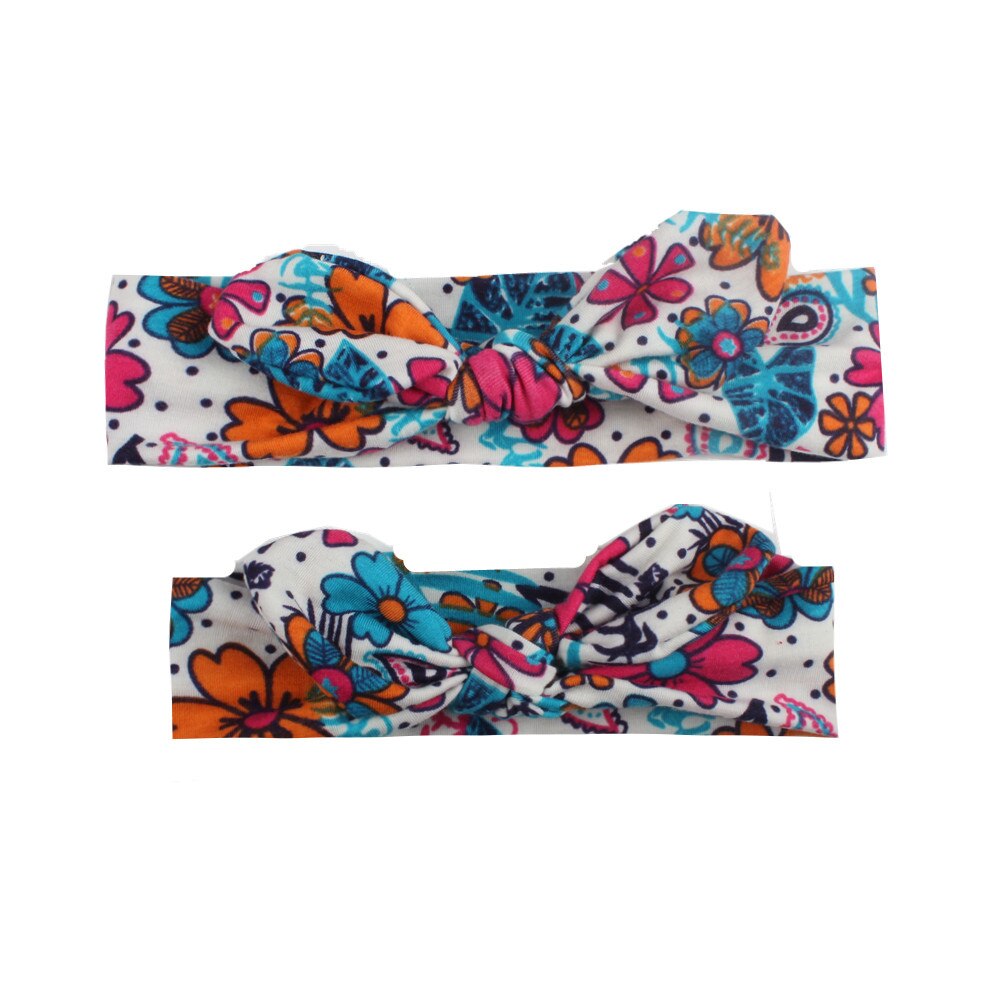 2PCS Mom &amp; Baby Headwear Bowknot Elastic HeadBands for Women Children Turban Baby HeadBands Hair Accessories Family Headbands: E