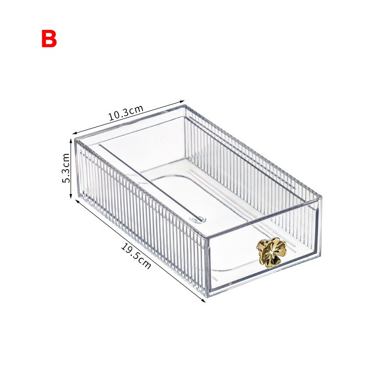 Vanity Clear Makeup Organizer Drawers Stackable Skin Care Products Cosmetic Display Beauty Case Cotton Pad Jewelry Storage Box: B