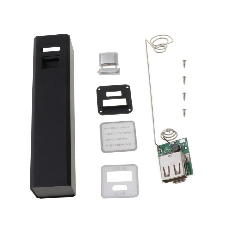 Aluminum DIY USB Power Bank Case Only 18650 Battery Charger 2600mAh Cover Kit: BK
