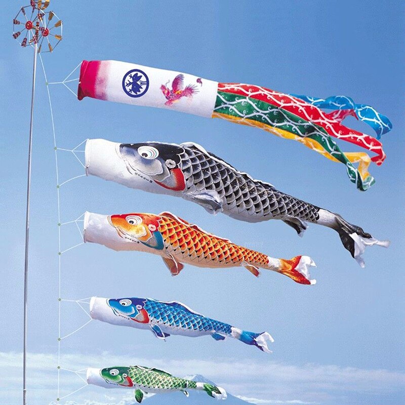 Japanischen Stil 40/70/100 CM Koinobori Karpfen Wind Fahnen Koinobori Bunte Karpfen Flagge Hängen Zauberstab Wohnkultur