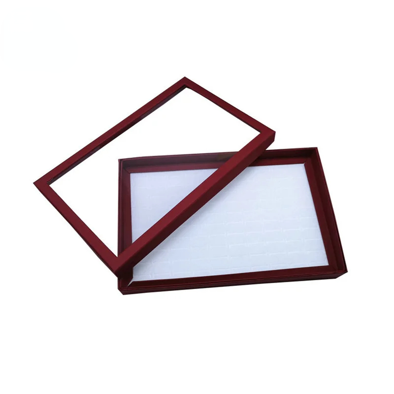 12 -100Slot Velvet Sponge Ring Display Box Cardboard Jewelry Storage Case Holder Showcase Ring Cufflink Jewelry Tray: Dark Khaki