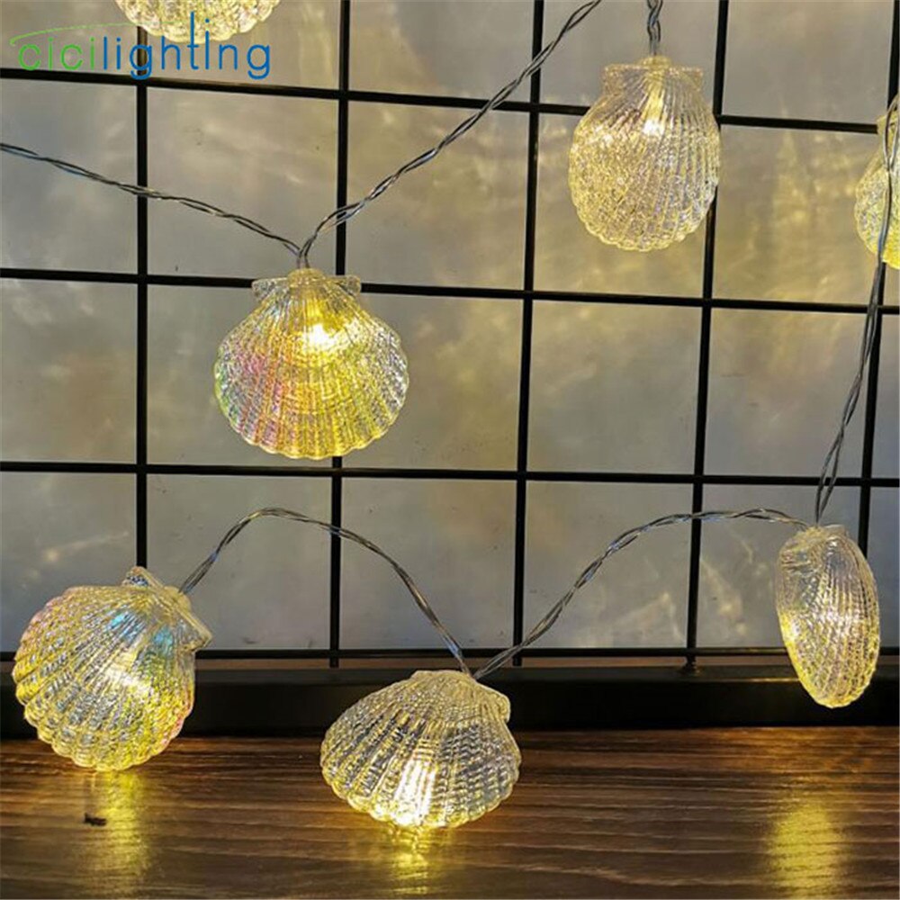 1/2/3/4/6m Garland LED String Licht AA Batterij kleurrijke shell LED Kerstverlichting Voor Kerst Wedding Party Decor lamp