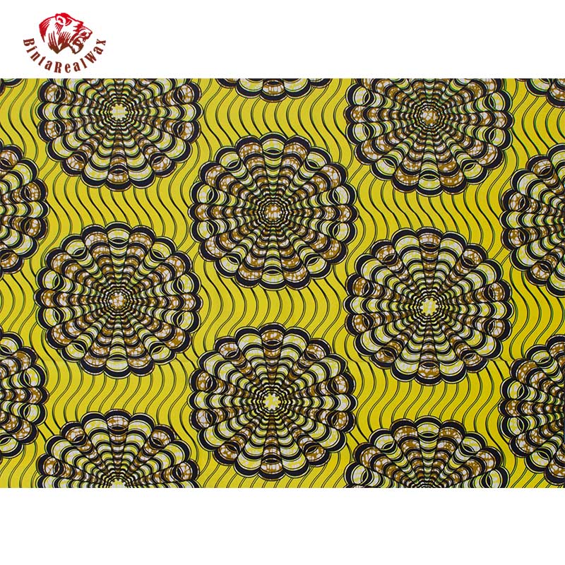 algodón encerado de estilo africano tela círculo flor patrón algodón tela Africana tela Material 6 yardas 24FS1360