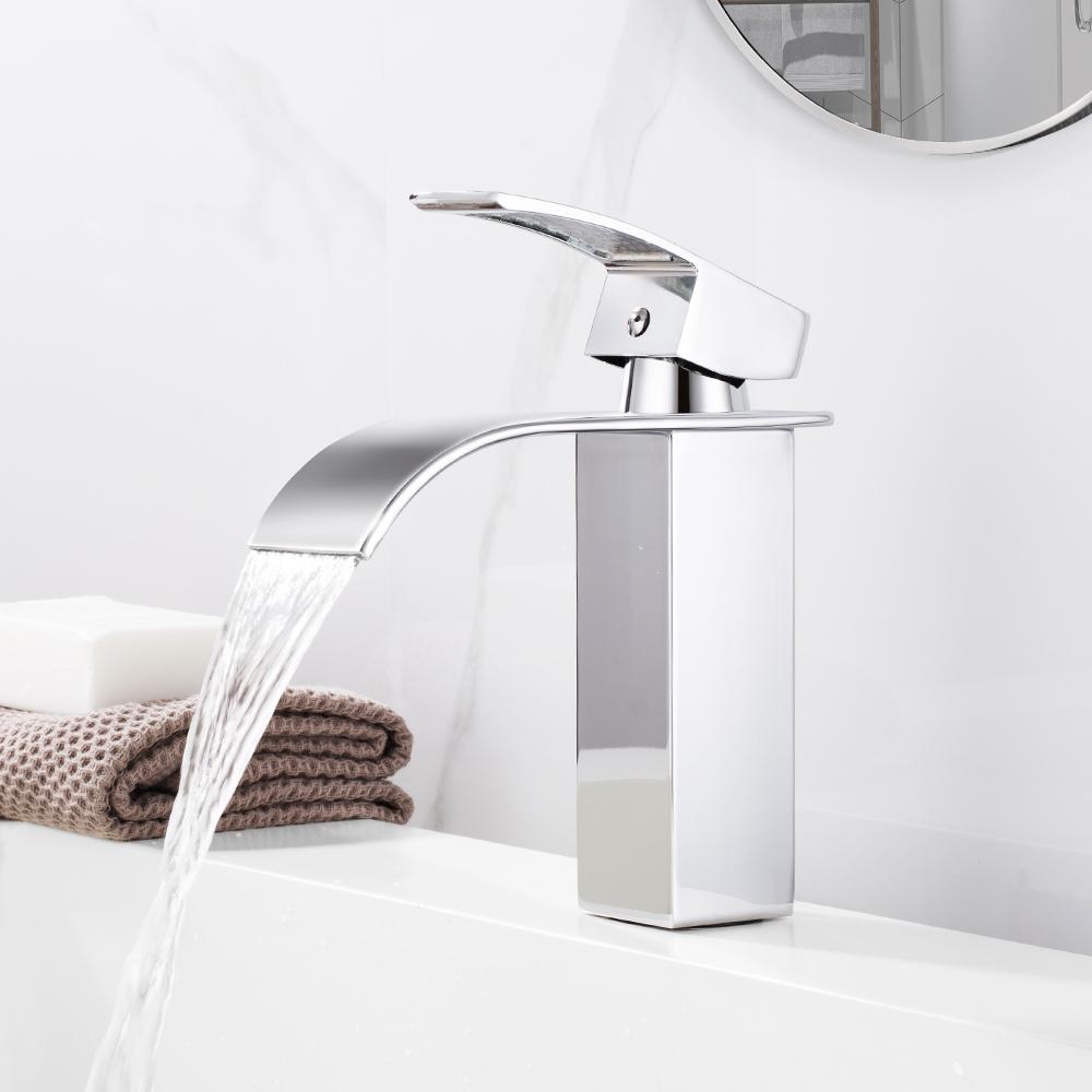 Polished Basin Sink Water Tap Single Lever Single Faucet Mixer Hole Deck Mounted Basin Bathroom Faucet