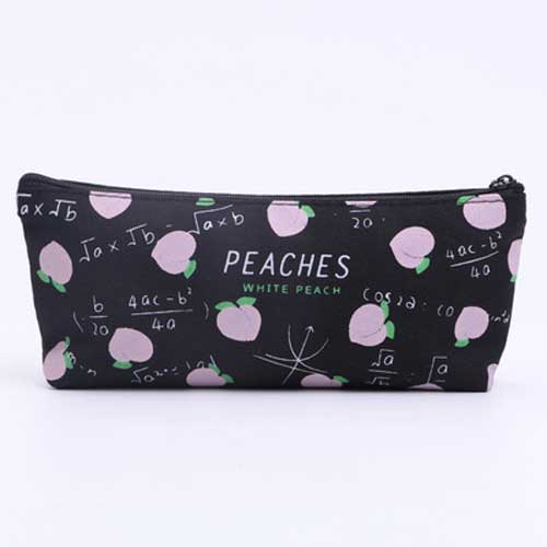 Kawaii Canvas Pencil Case Fruit Peach Pink Girls for School Pencil Box Pencilcase Pencil Bag School Supplies Stationery