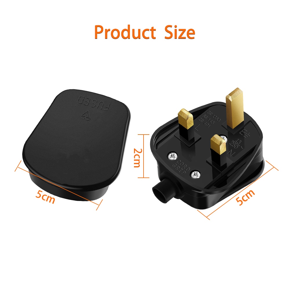 Rdxone UK 3 Pin 13A Plugs Grounded 250V British mains plug 3 Pin fused BS1363 adaptor POWER cable connector wire converter