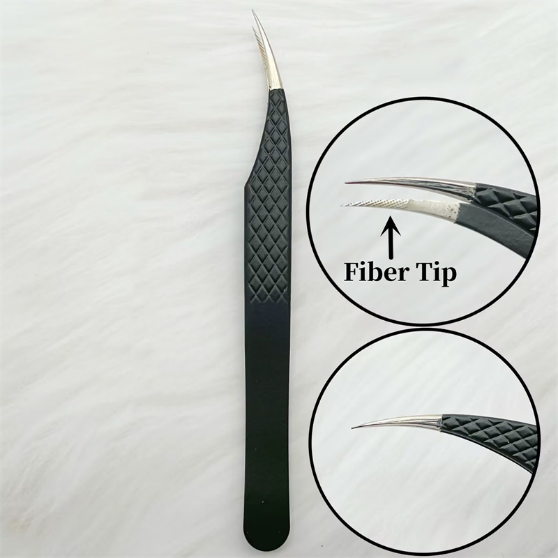 Pinzas para pestañas postizas con punta de fibra precisa para extensión de pestañas, pestañas de visón de Mega volumen, herramientas de maquillaje para artistas con aislamiento de botas para fanáticos
