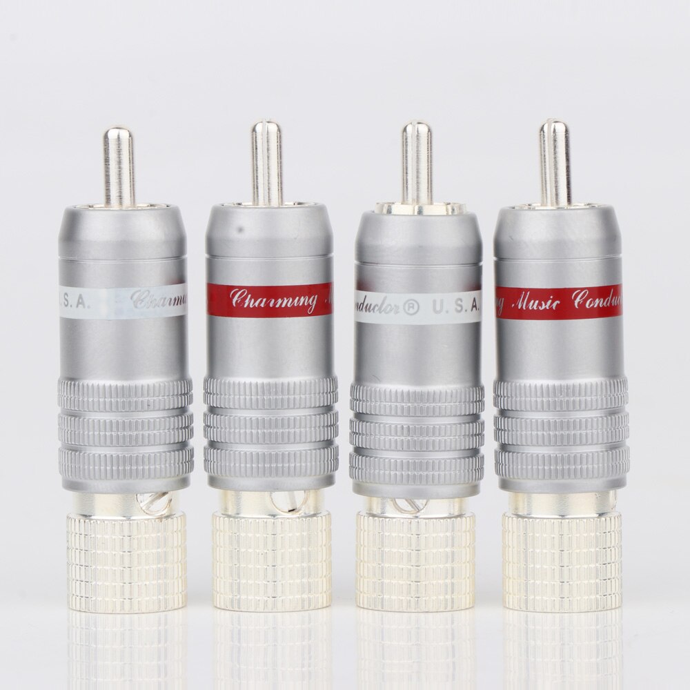 8Pcs R1728 Silver Plated RCA Connector RCA Plug RCA Male Interconnect Cable Plug Hifi RCA Jack