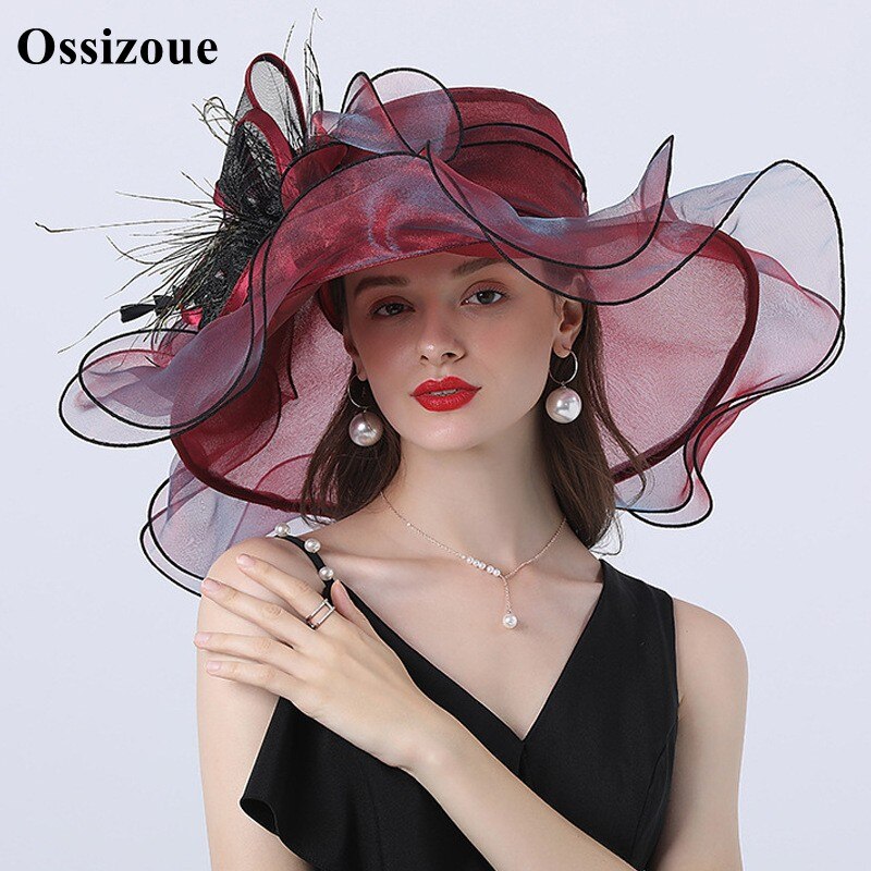 Sage Green Wedding Bridal Sun Hat Flower Bride Hats Foldable Eaves Sandy Beach Blue Summer Formal Pink Hat: Red