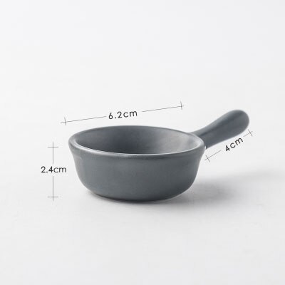 ANTOWALL Solid Ceramic soy sauce dish ketchup mustard jam single handle small dish home restaurant fun colorful snack saucer: grey S