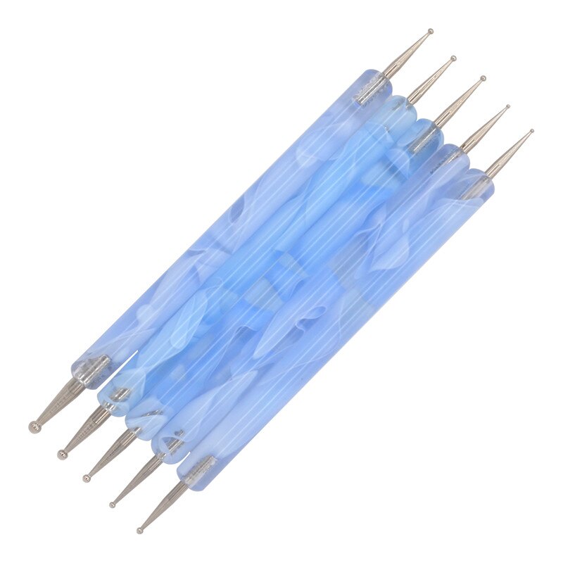 5Pcs 2 Way Dotting Pen Blue Painting Pens Nail Art Dot Tools Nails Care Beauty Manicure Set Wax Pencil Art Tools Dotting Tool