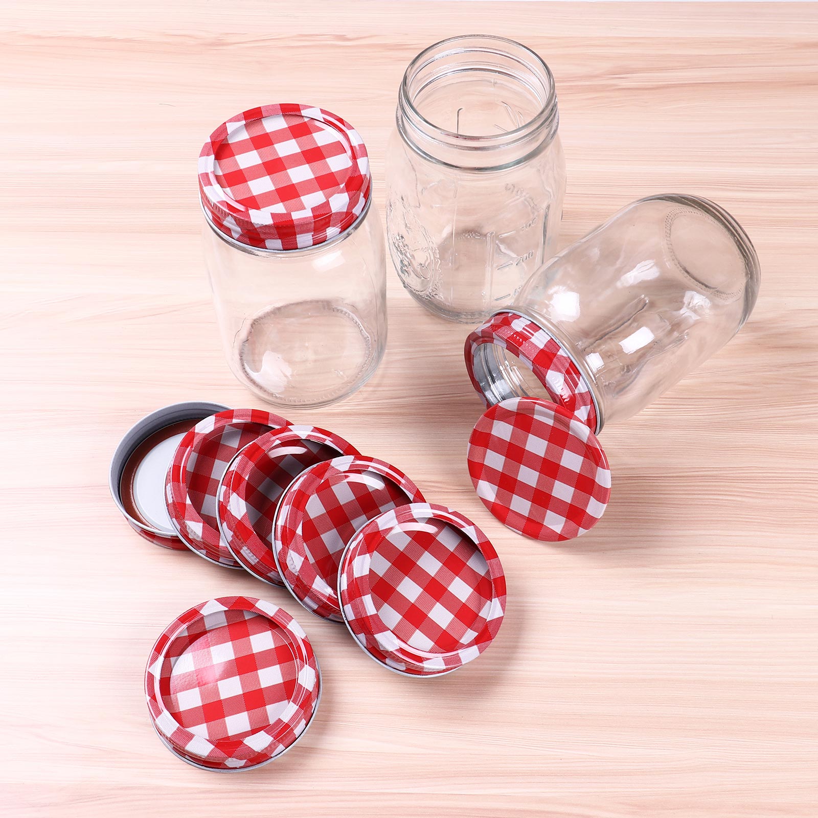8Pcs 70mm Stainless Steel Mason Jar Lids Leak Proof Plaid Glass Canning Jar Lid Storage Caps for Regular Mouth/Wide Mouth Jars