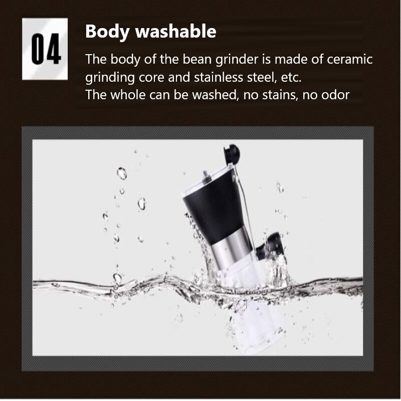 Hand Grinder Manual Coffee Grinder Stainless Steel Coffee Machine Coffee Bean Grains 360° Grinding Grinder for Family Household