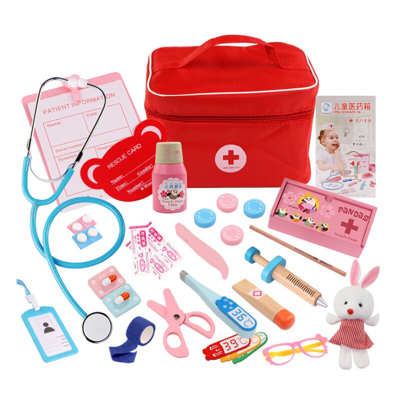 Kinderen Pretend Speelgoed Set Duurzaam Verpleegkundige Injectie Tool Houten Simulatie Geneeskunde Box Stevige Case: NO.2