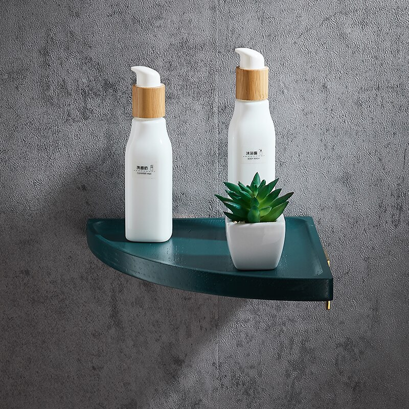 Bathroom solid wood triangle rack bathroom shower room wall hanging shelf without punching Chinese red oak storage rack: Red