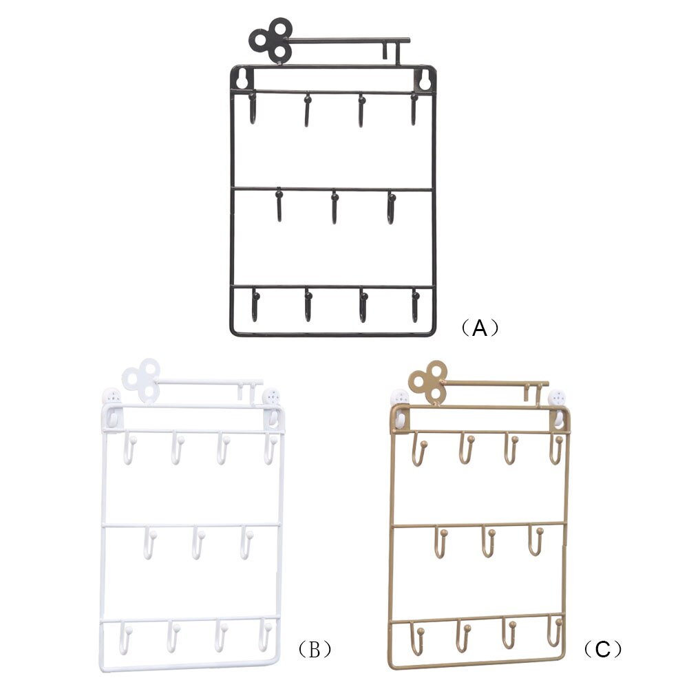 Modern Style Iron Wall Mounted 11 Hangers Hooks Key Holder Coat Hat Storage Rack Practical Cloth / Keys Hooks