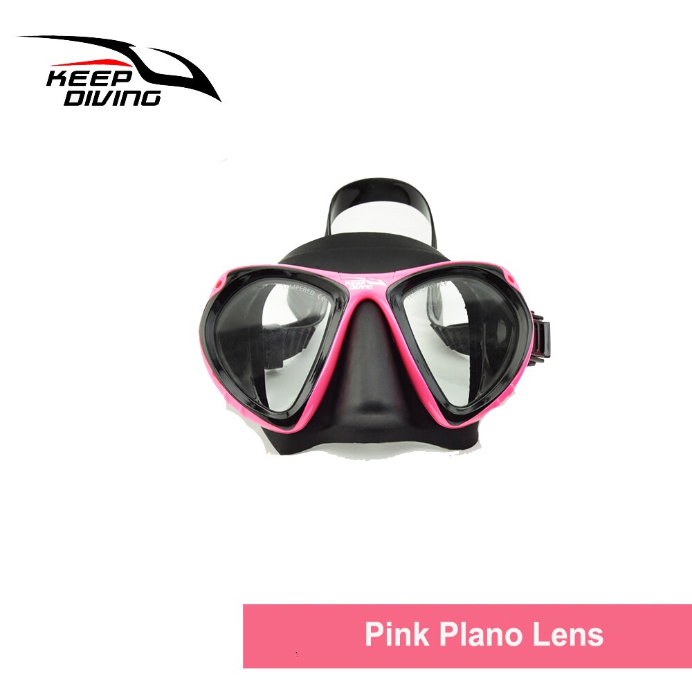 Full-dry Wide View Scuba Diving Mask Dive Mask for Adults for adult Scuba Diving Mask: Pink Plano Lens