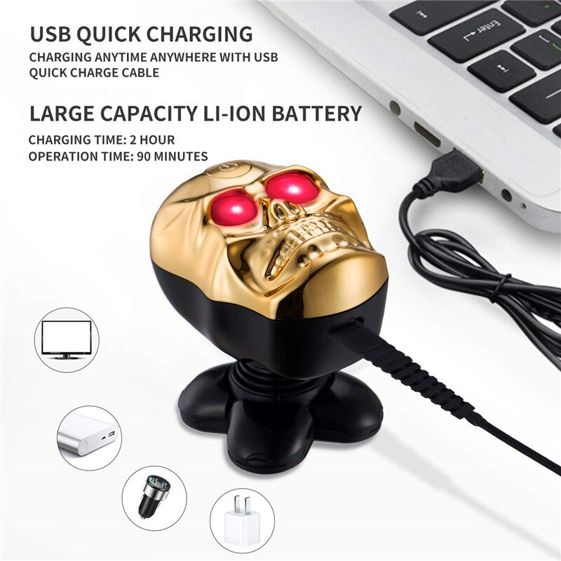 Skull Shaver Electric Shavers For Men Bald Head Shaver Shaving Razors Rechargeable Cordless Rotary Shaver Electric Shave