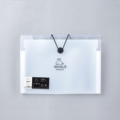 Expanding Wallet Document Bag Transparent A4 File Folder Expandable File Organizer Filling Products School Office Supplies: 5 slots whale