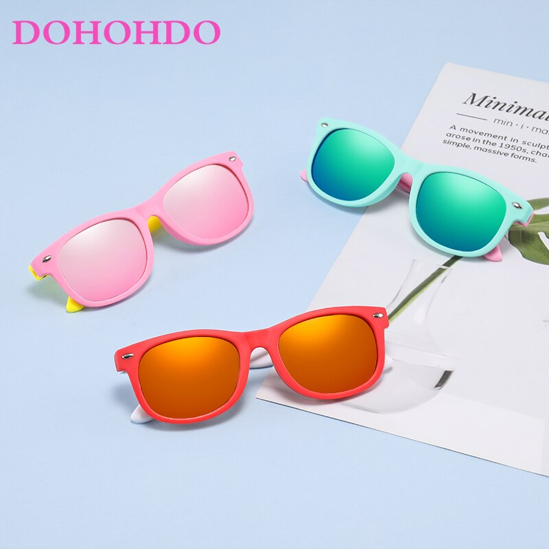 Dohohdo barn solglasögon barn polariserad lins glasögon flickor pojkar silikon barn baby säkerhetsglasögon  uv400 spegel