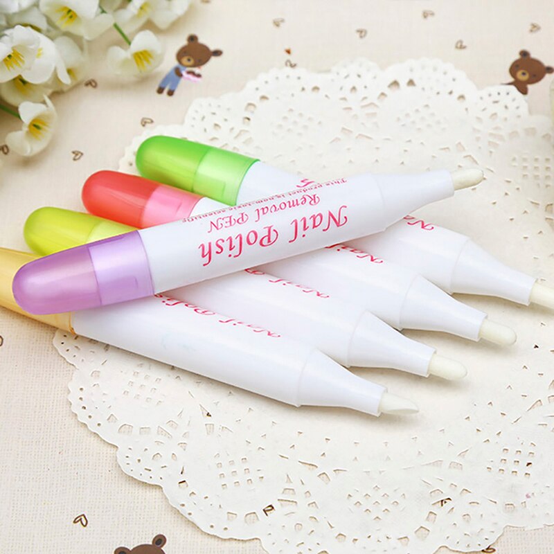 5 pcs nail art polish remover cleaner corrector pen replaceable brushes 15 tips